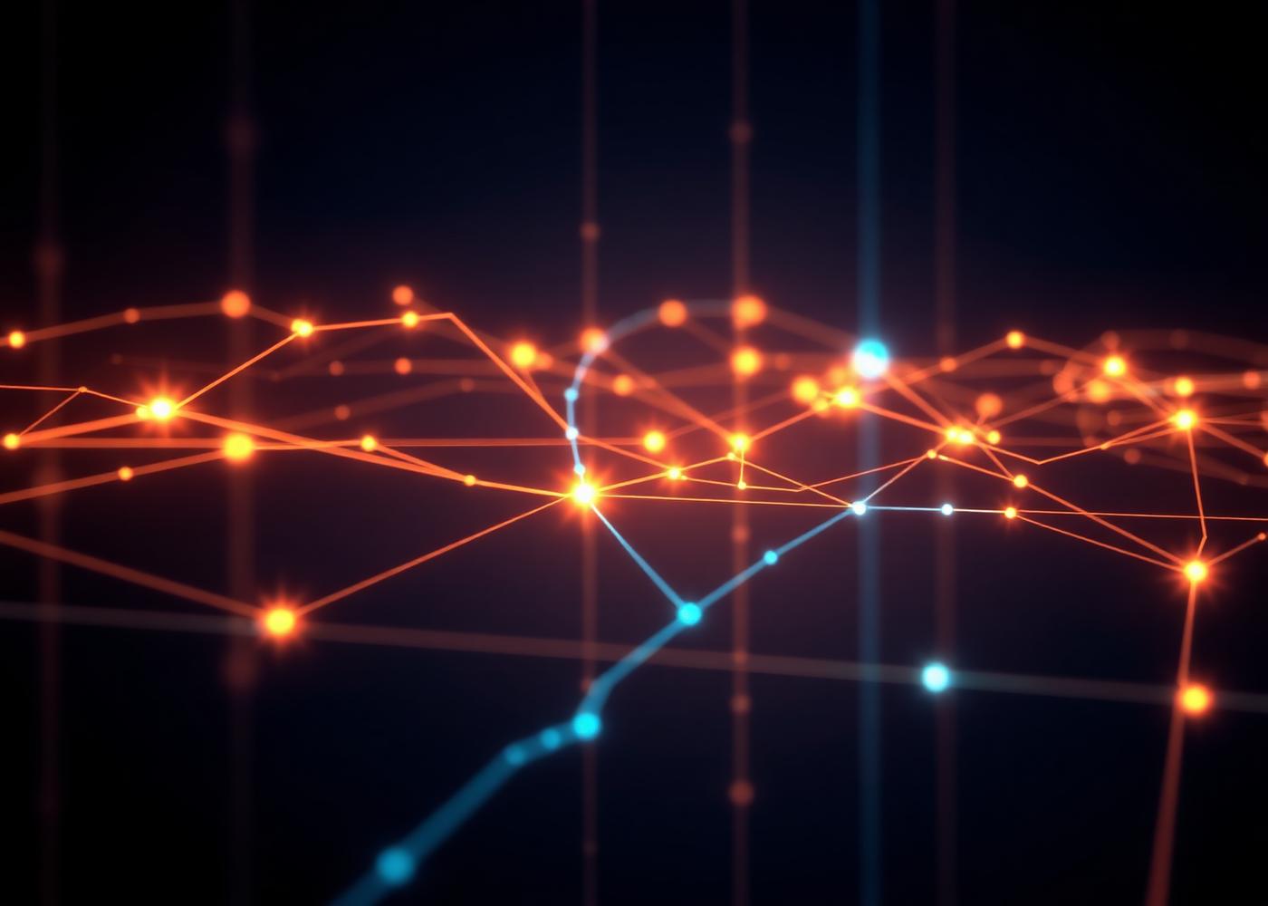 Abstract neural network visualisation representing AI enhancement work